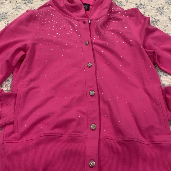 Christine Alexander Pink hoodie with Swarovski Crystal Studs Size S Perfect Cond - Picture 4 of 12